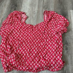 Red white and blue blouse